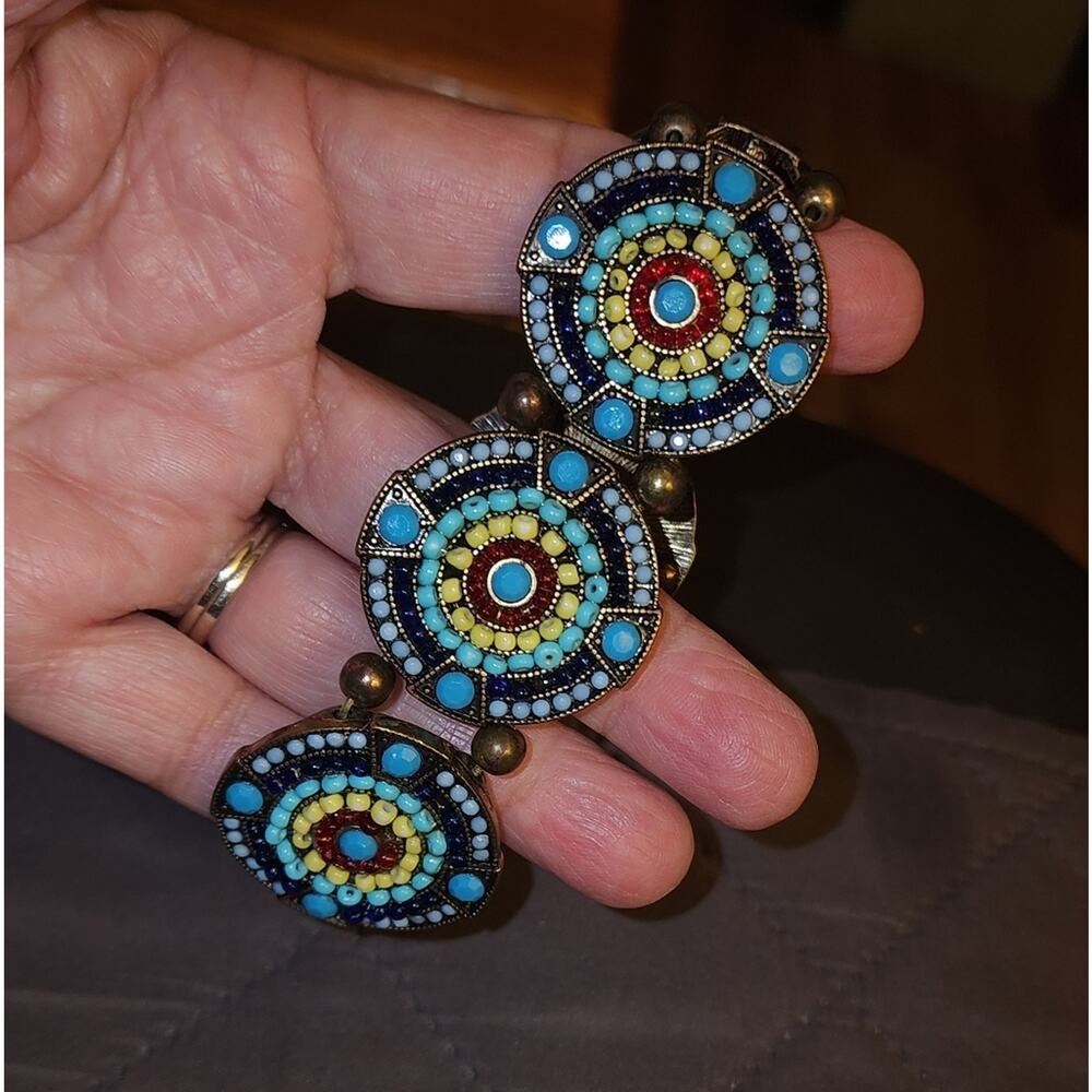 CABOCHON FOCA EUC TURQUOISE BRONZE 7.5" STRETCH BRACELET - Picture 4 of 7